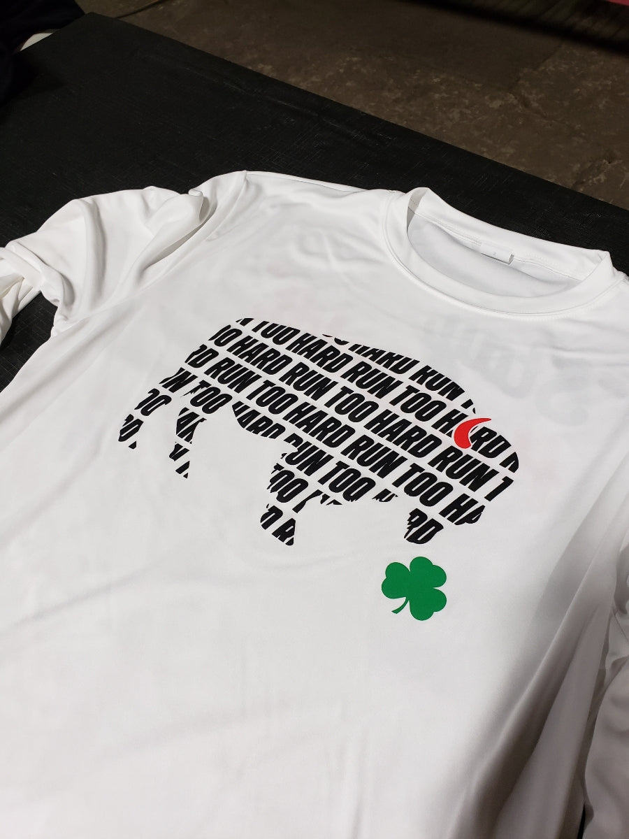 Short Sleeve White Shamrock Shuffle RUN TOO HARD THE COLLECTION